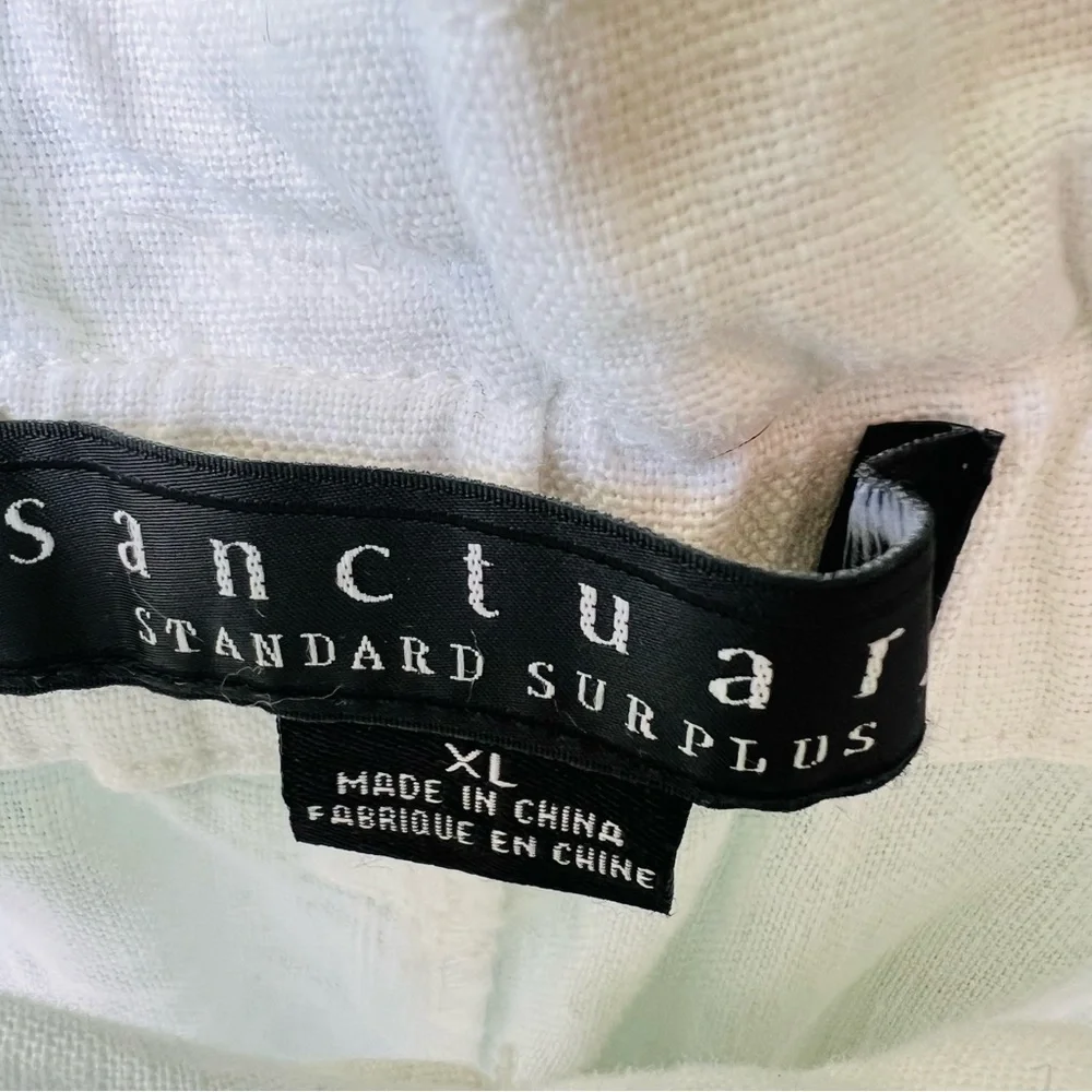SANCTUARY LINEN WIDE LEG TIE BELT CARGO PANTS WHITE SIZE XL